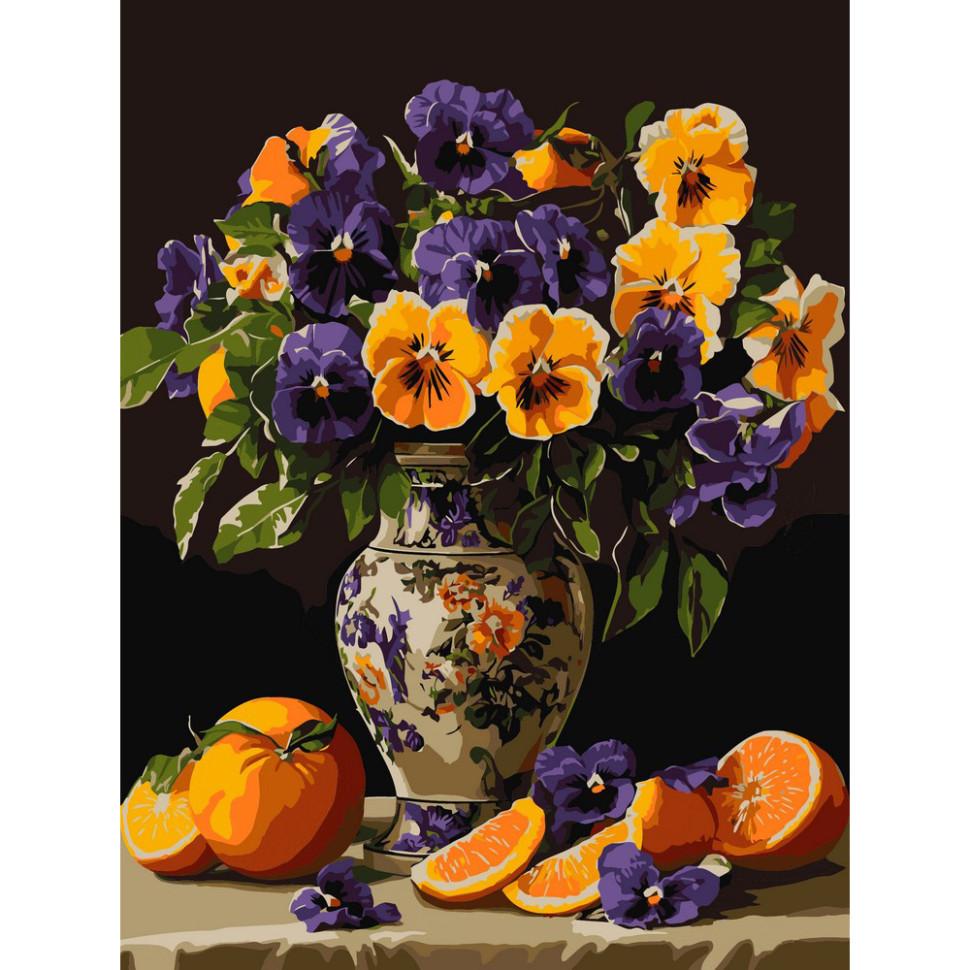 Картина по номерам Ideyka Изящные Анютины глазки 30x40 см (KHO3293)