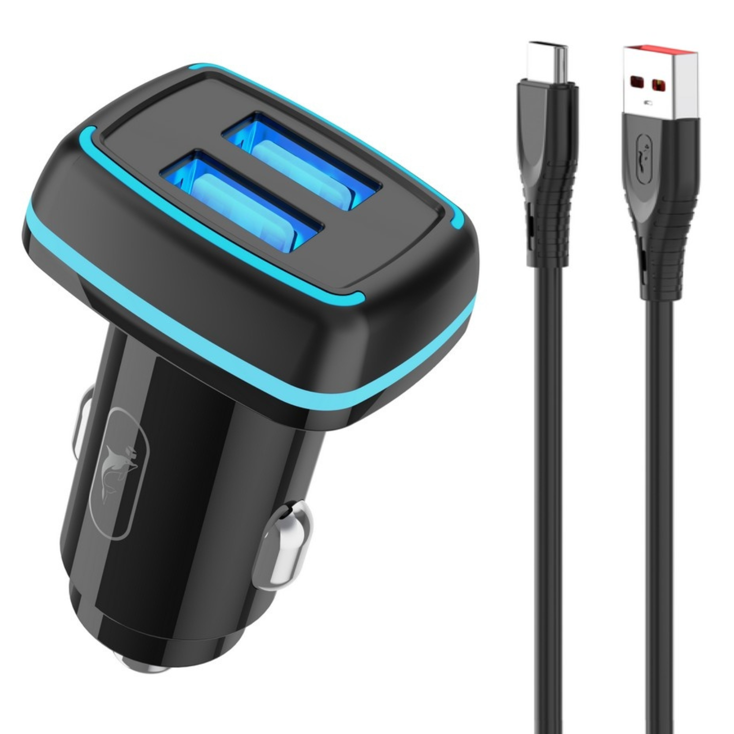Зарядное устройство для SkyDolphin SZ18T 15 Вт 2xUSB QC 3.0 с кабелем Type-C Black (AZP-000100)