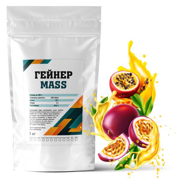 Гейнер вуглеводно-білковий Гадяч Elite MASS в порошку 1 кг Маракуйя (21-125-G-m1)