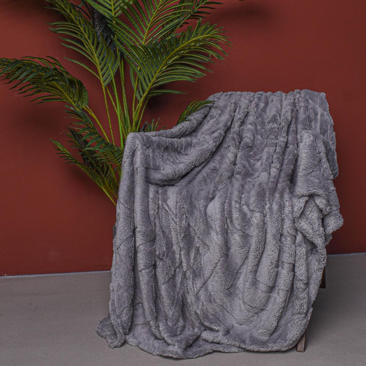 Плед пушистый Koloco Большие зигзаги евро 200х230 см Серый (38530)