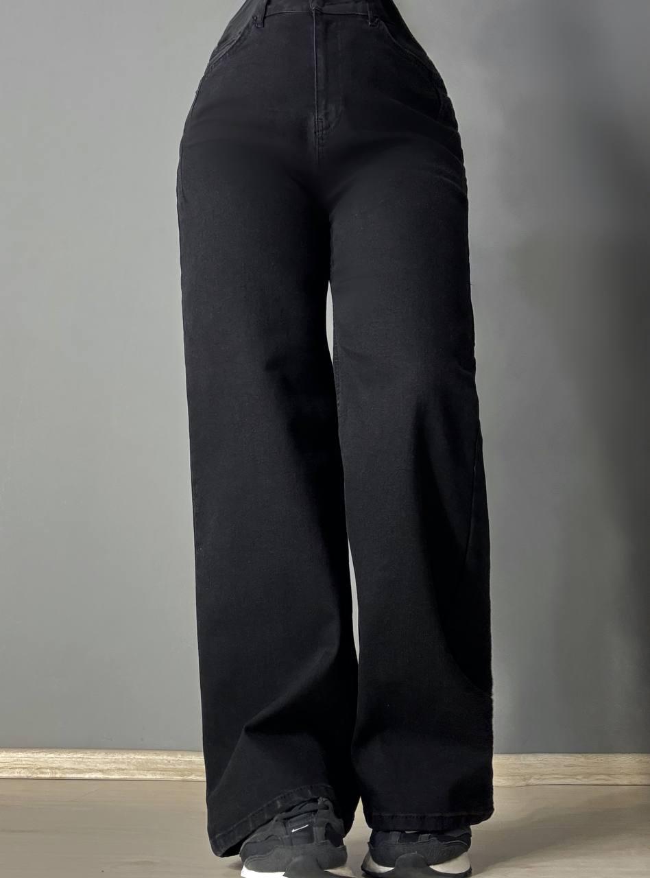 Джинсы женские ITS Basic 2407-1 палаццо стрейчевые с выточками р. 40 Черный (4997)