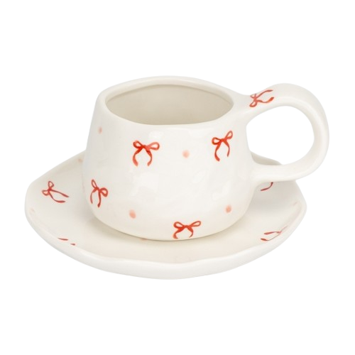 Чашка с блюдцем Праздничные бантики 300 мл Белый (2772318230)