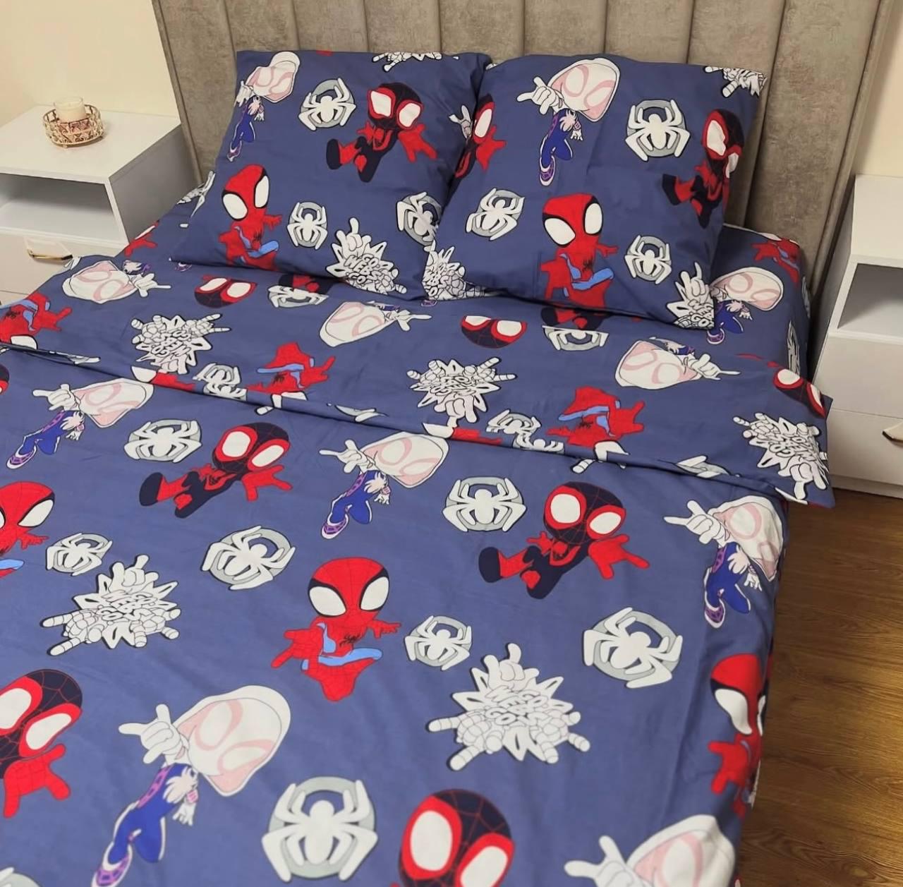 Комплект постільної білизни Спайдер бавовняний полуторний 150х220/70х70 см Синий (28870215)