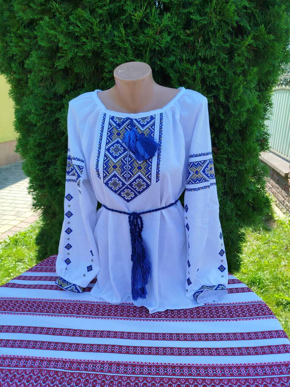 Вишиванка жіноча Орнамент р. 56 Синій/Золотий (29378672)