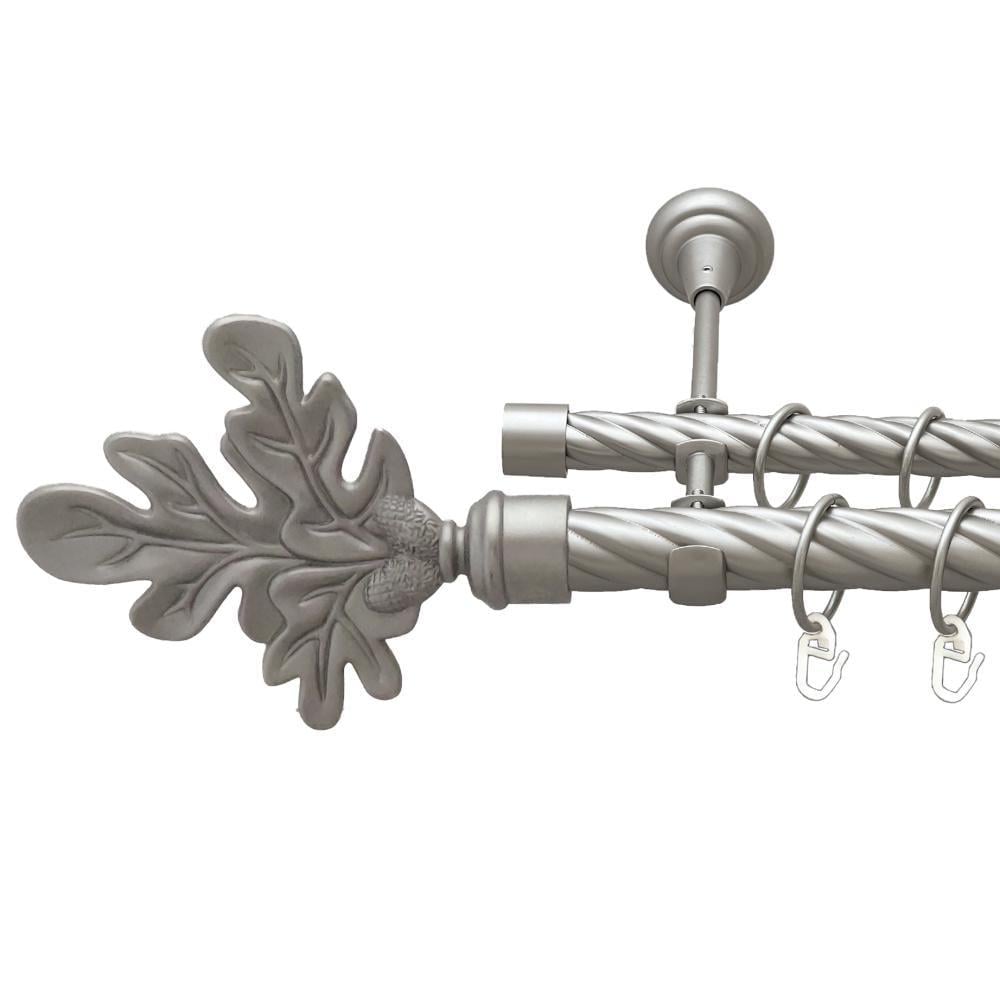 Карниз металлический Orvit Листок Дуба двухрядный открытый/скрученная труба/кольцо металлическое Сатин 25/19 мм 300 см (00-00023675)