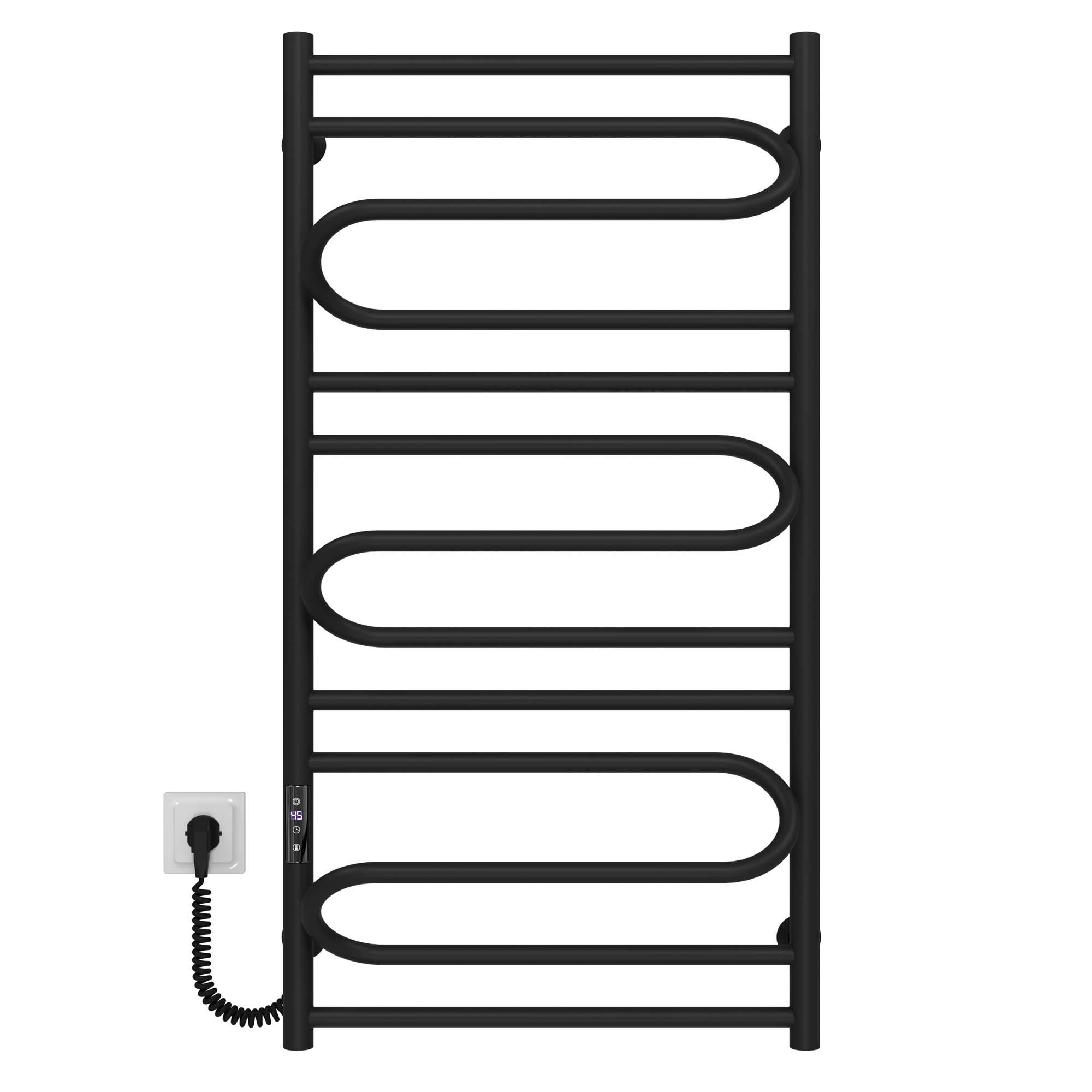 Полотенцесушитель электрический Deffi Вилла JD03 левое подключение нержавеющая сталь 500x1000 мм Черный (C.VP.100.50.EBL1)