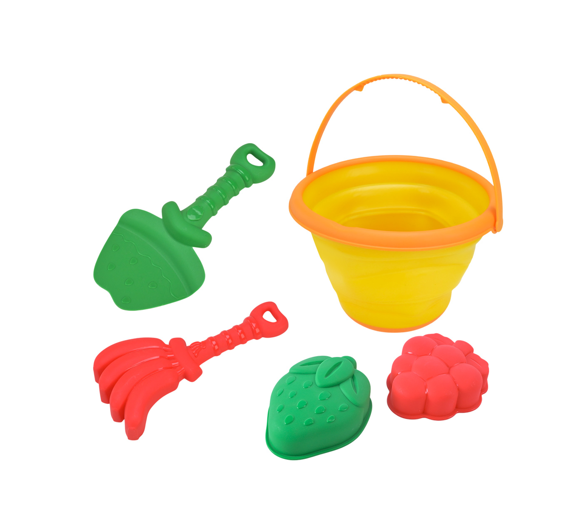 Набор для песочницы силиконовое ведро для песка с пасочками/лопаткой/граблями (2658173062)
