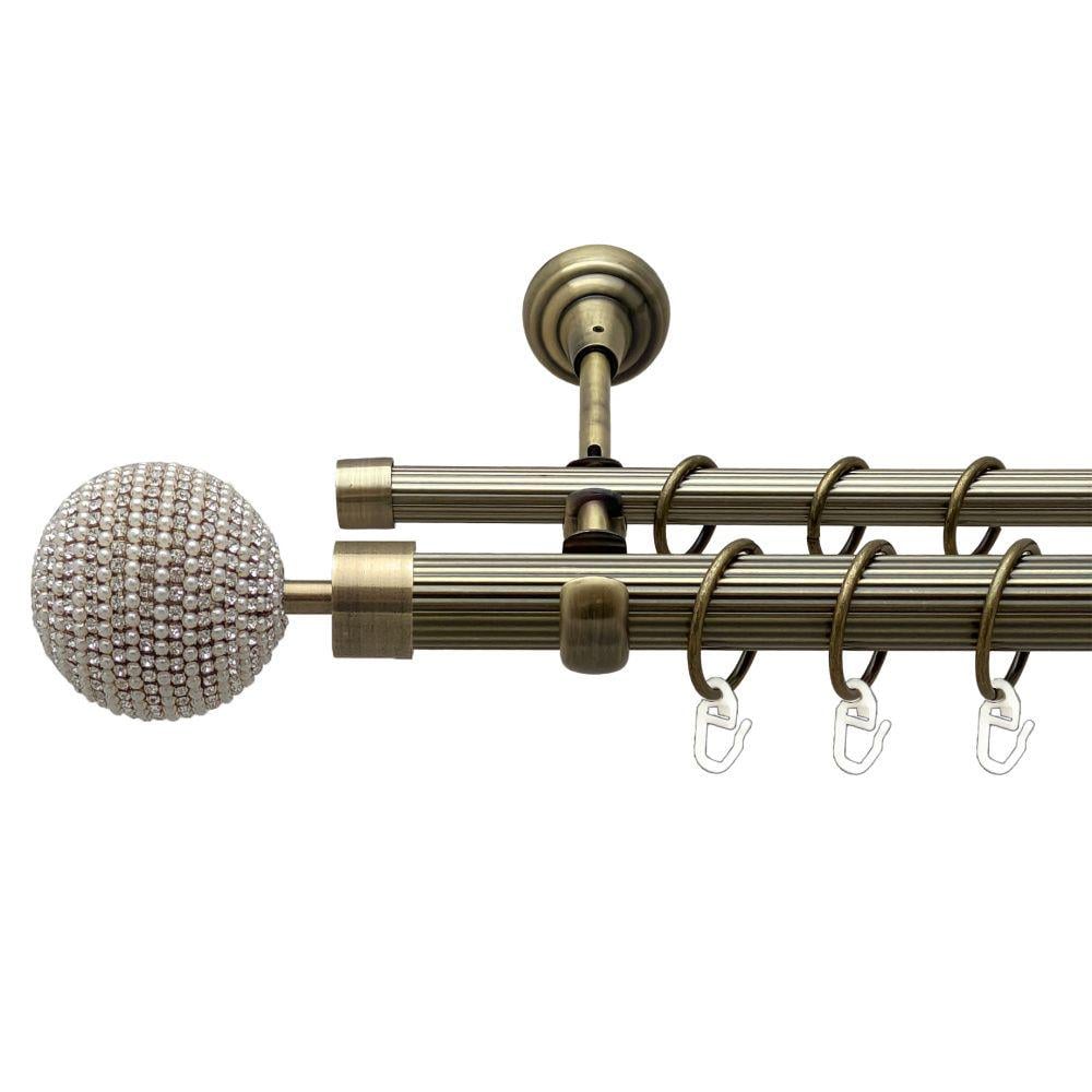 Карниз Orvit Карера металевий дворядний відкритий рифлена труба кільце металеве 25/16 мм 240 см Антик (00-00021929)