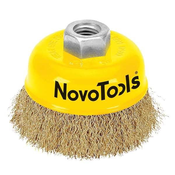 Чашка дисковая NovoTools NTWB6514BC ⌀65 мм M14x2 мм гофрированная проволока латунь по металлу/дереву (INKRZ00000DCL0650N)