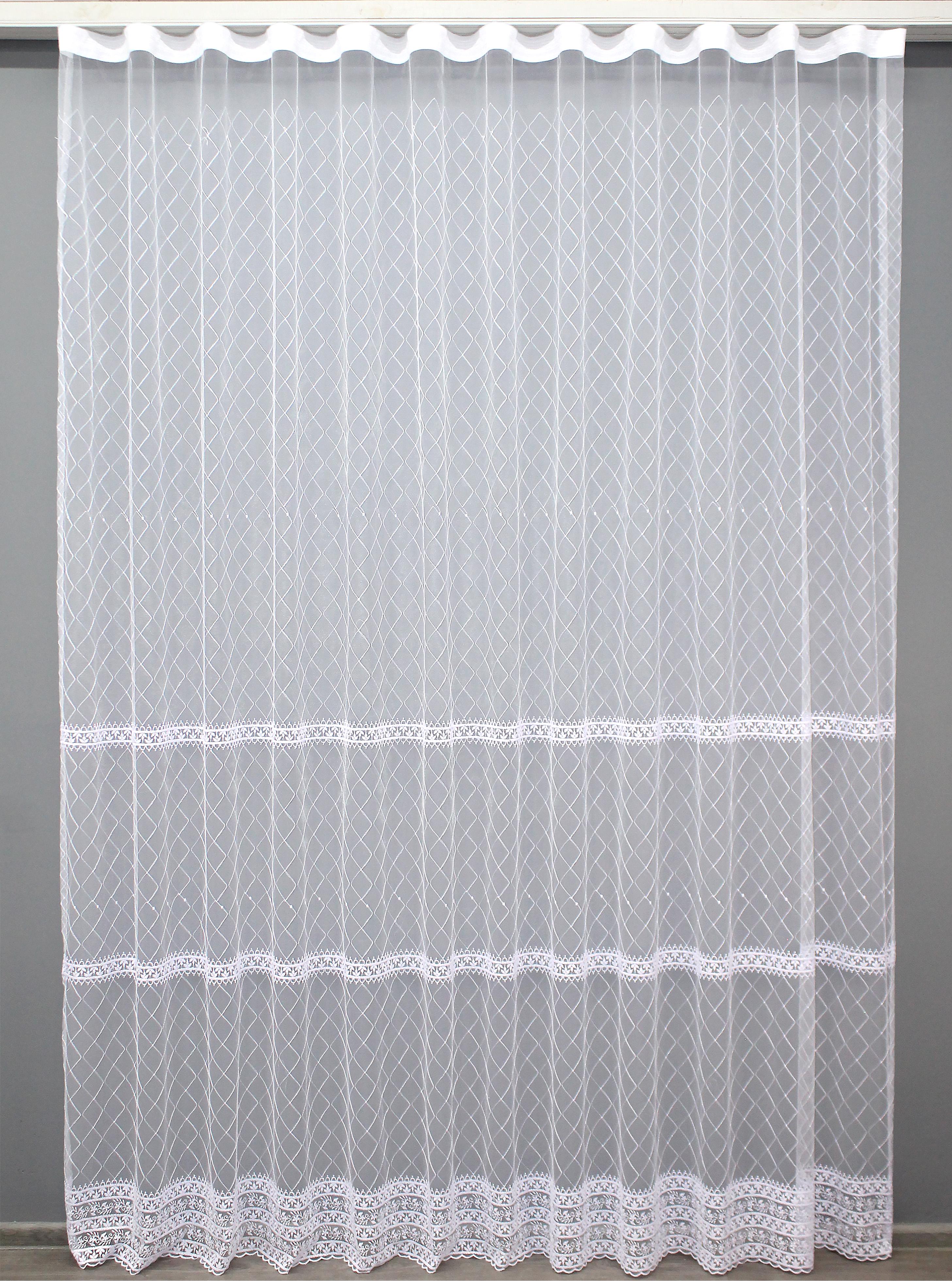 Тюль VR-Textil 1381т Фатин з вишивкою 300х270 см Білий (42-0142)