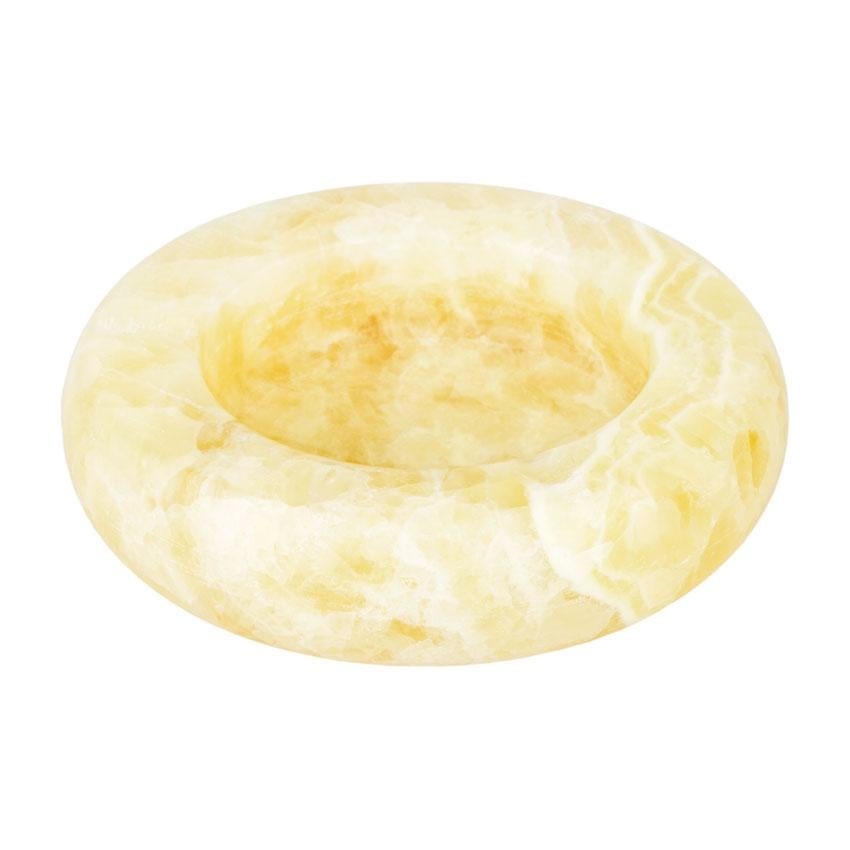 Пепельница настольная натуральный камень круглая 115x115x30 мм Песочный (27830)