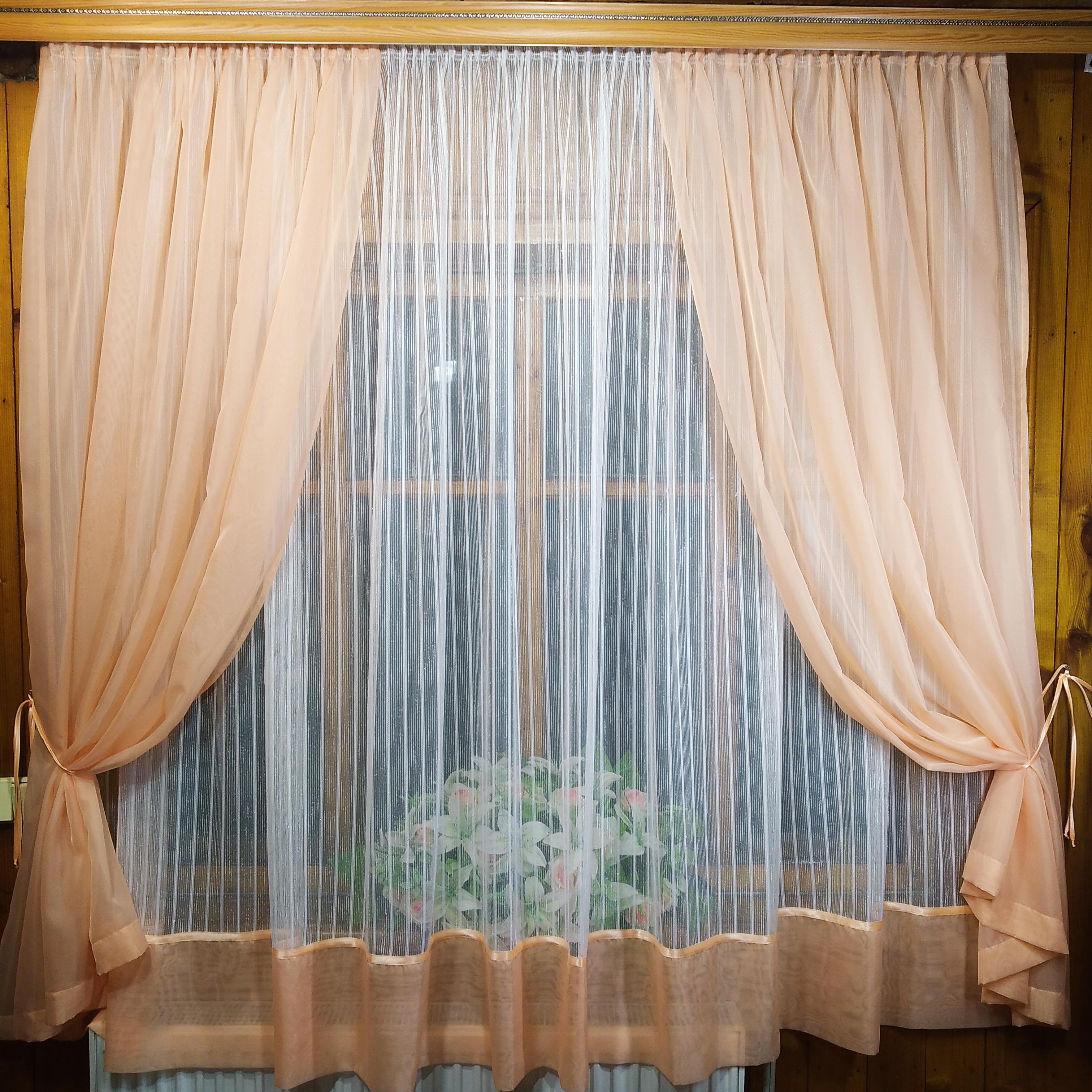 Занавеска кухонная Элизабет вертикальная лен полоса Персиковый (1635707875) - фото 3