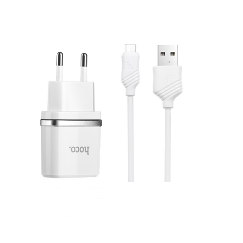 Зарядний пристрій Hoco Micro cable C12 2 USB 2,4 А White (547370)