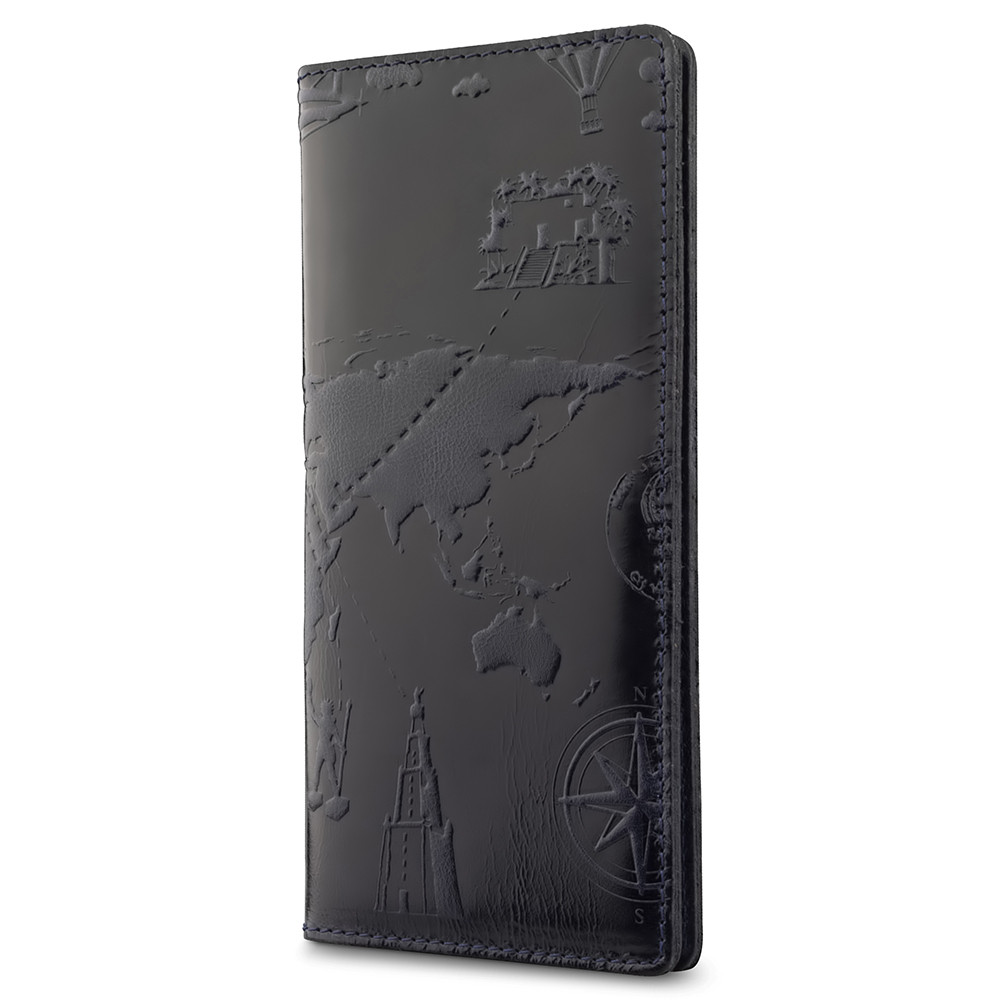 Кошелек 7 Wonders of The World из глянцевой натуральной кожи на 14 карт Темно-синий (WP-02-C19-4013-T002)