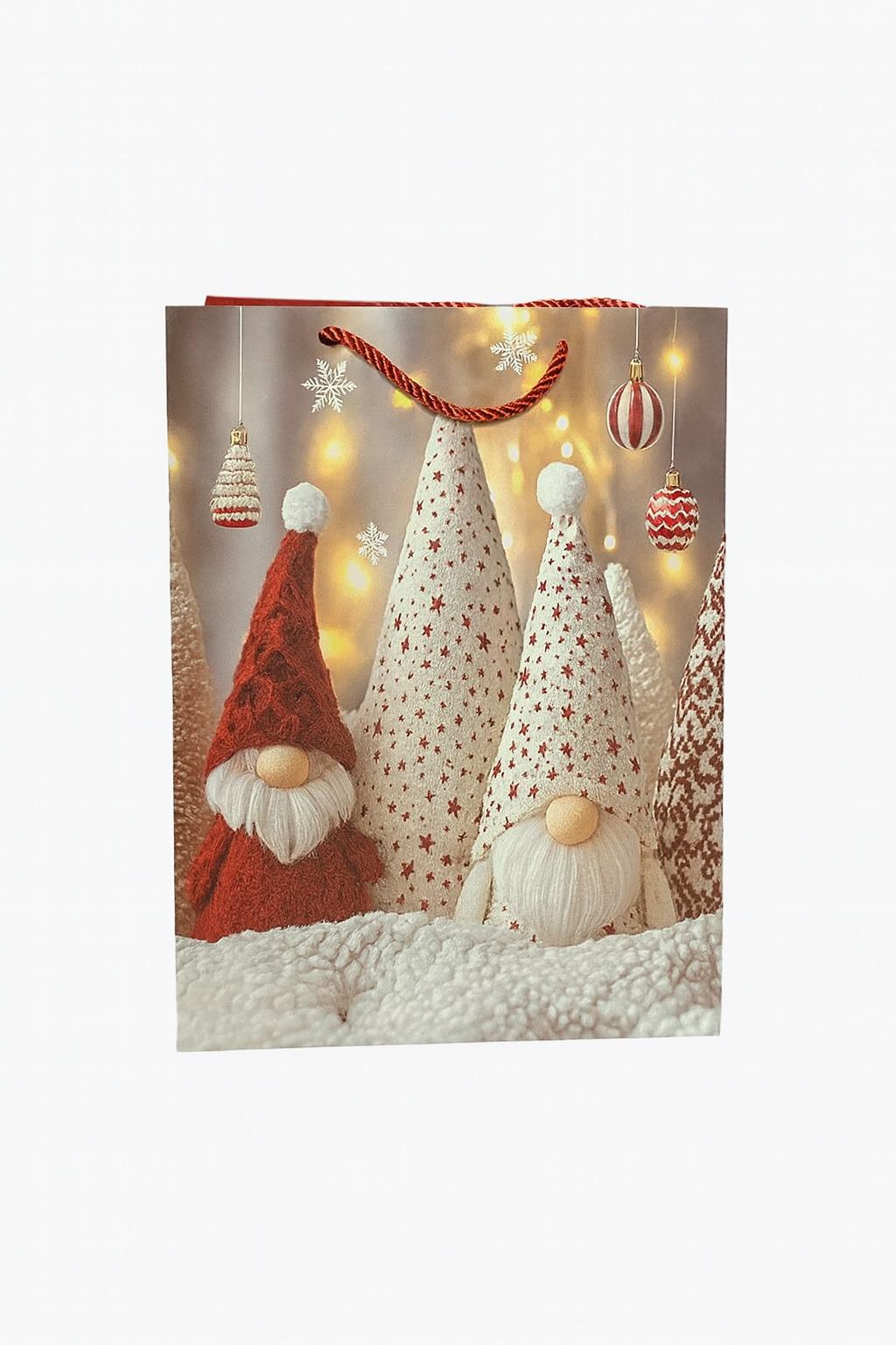 Пакет новогодний бумажный Gnomes 3D M 26х32х10 см (R34486-M)