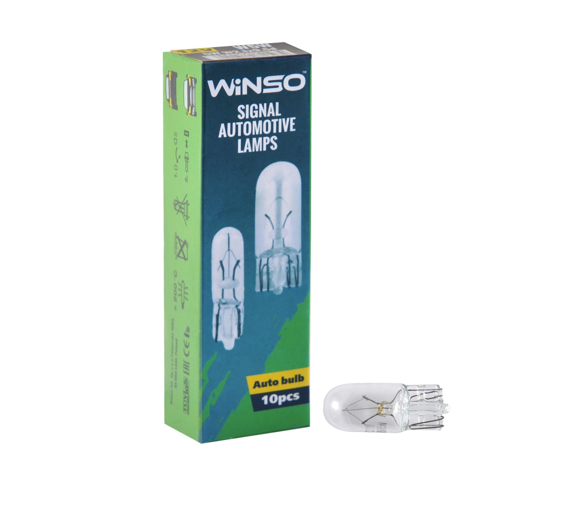 Лампа розжарювання Winso 12 В W5W W2.1x9.5d 10 шт. (713230)