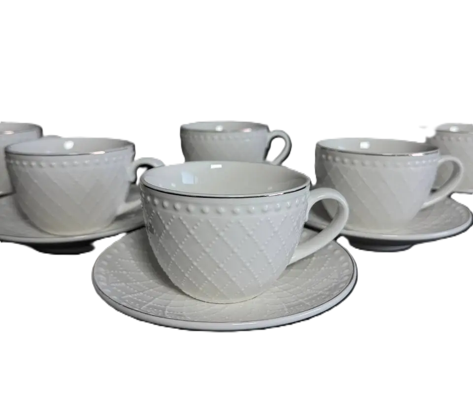 Сервиз для чая и кофе на 6 персон 30-7 керамические 12 предметов чашки 200 мл и блюдца (31887129)