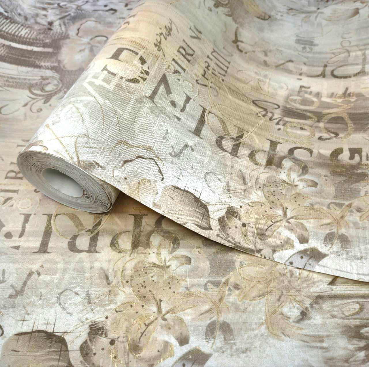 Шпалери вінілові 504-01 з міським пейзажем і квітами для вітальні/спальні/передпокою 10,05x1,06 м Бежевий (2564163001)