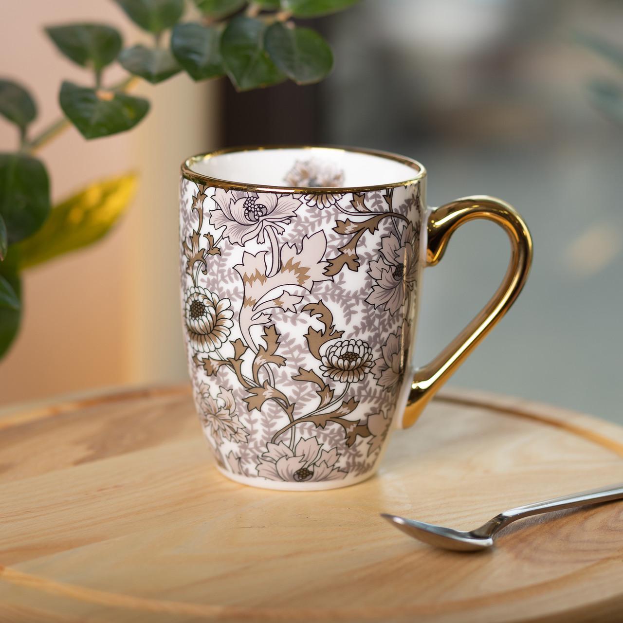 Керамічний кухоль з золотим обідком для чаю та кави 400 мл Коричневий (5715) - фото 8 Керамічний кухоль з золотим обідком для чаю та кави 400 мл Коричневий (5715) - фото 8