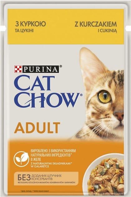 Корм влажный Cat Chow для взрослых котов с курицей и цукини 85 гр 78 шт. (10770682)