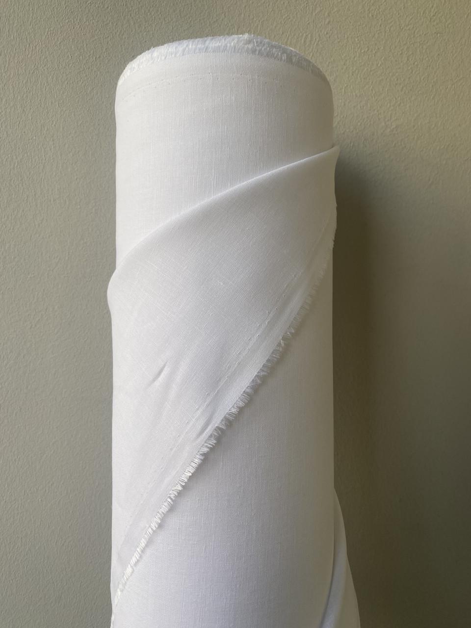 Ткань рубашечная LINEN PLUS 50% льна и 50% хлопка 143 см 101 Белый - фото 3