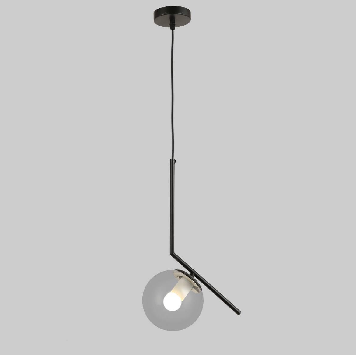 Подвес стеклянный с шаром Черный/Прозрачный (916-3814-1 BK+CL) - фото 1 Подвес стеклянный с шаром Черный/Прозрачный (916-3814-1 BK+CL) - фото 1