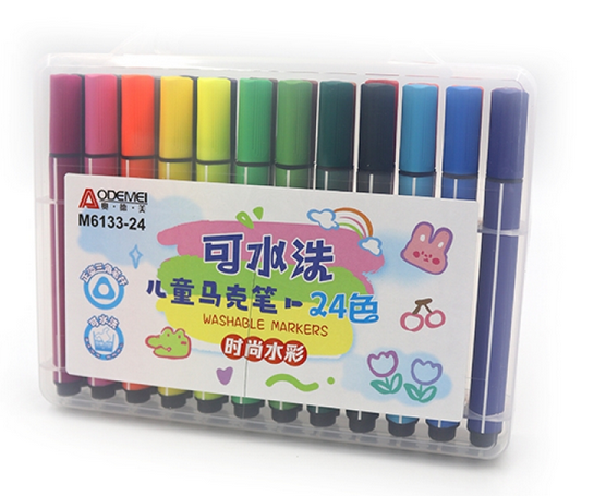 Набор маркеров Aodemei Washable 24 цвета треугольный корпус