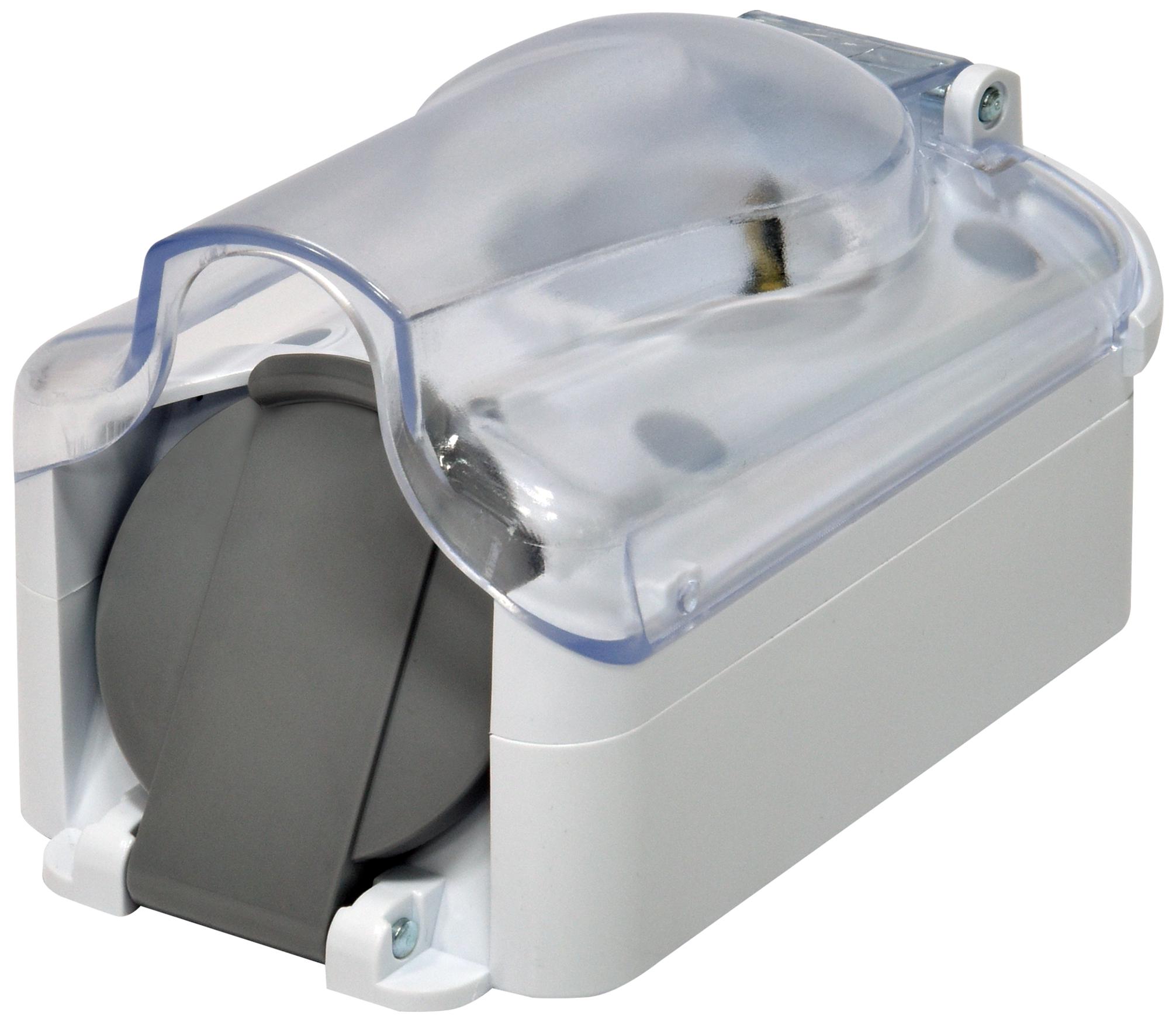 Розетка зовнішня подвійна ETI PRE-2PC із заземленням PC з кришкою IP44 Білий (4481021) - фото 3