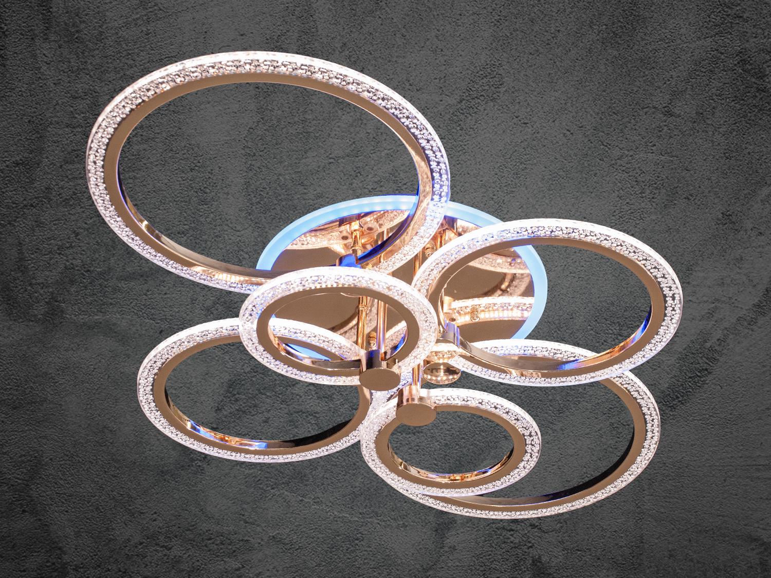 Люстра светодиодная потолочная для комнаты 125W на 19 кв. м Золотой (A8180-6G-LS) Люстра светодиодная потолочная для комнаты 125W на 19 кв. м Золотой (A8180-6G-LS)