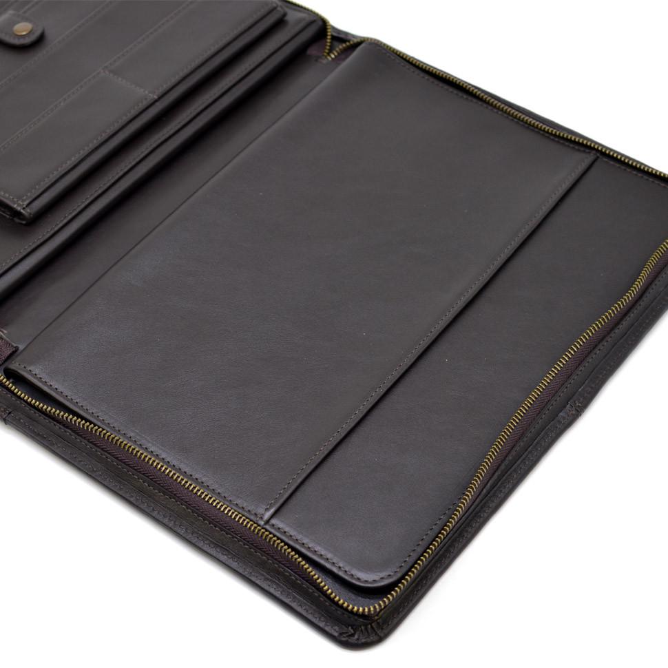 Папка кожаная на молнии с ручкой с органайзером TARWA GC-4495-4lx А4 Коричневый (40156) - фото 8 Папка кожаная на молнии с ручкой с органайзером TARWA GC-4495-4lx А4 Коричневый (40156) - фото 8