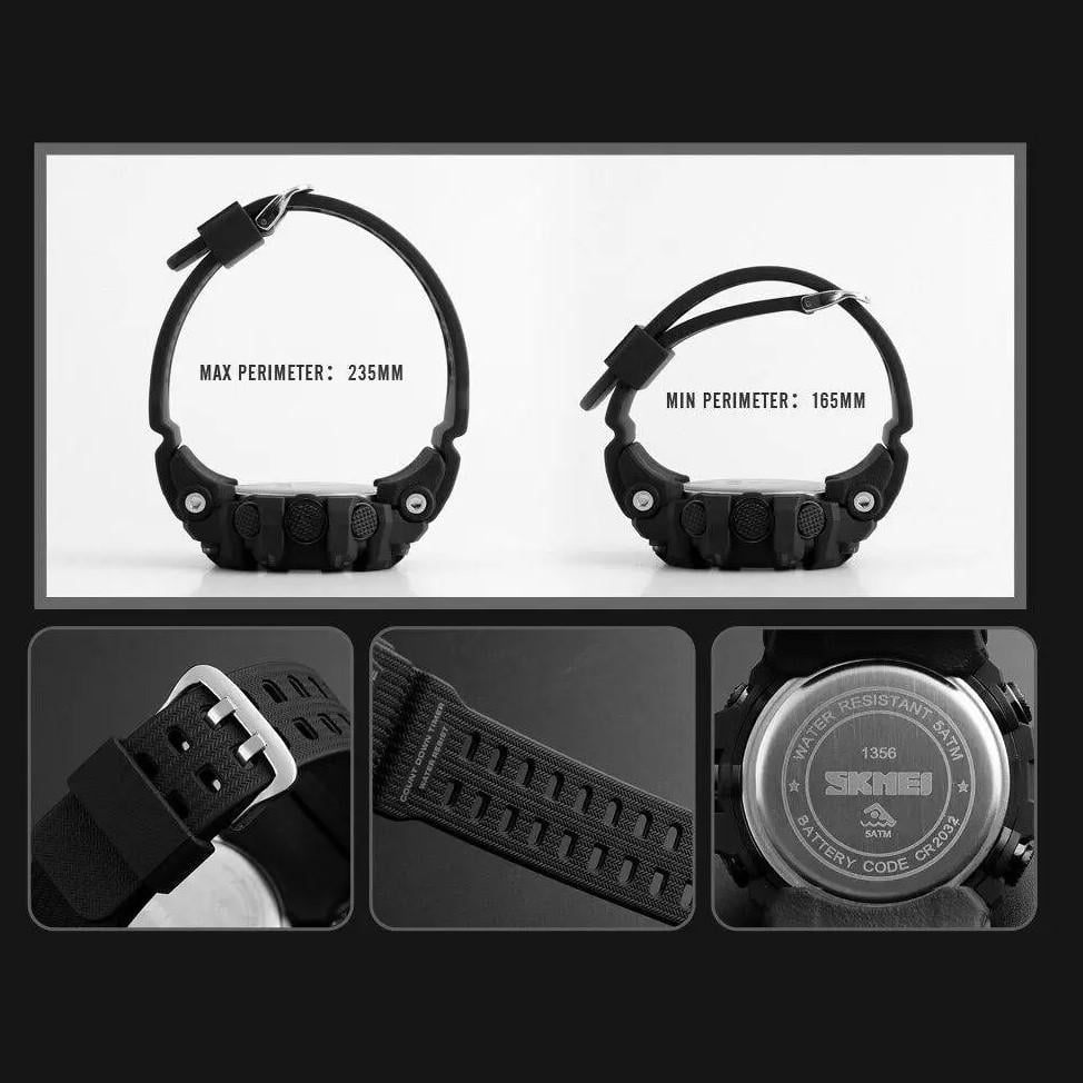 Наручные часы мужские Skmei Compass военные водостойкие с компасом Черный (1356) - фото 6 Наручные часы мужские Skmei Compass военные водостойкие с компасом Черный (1356) - фото 6