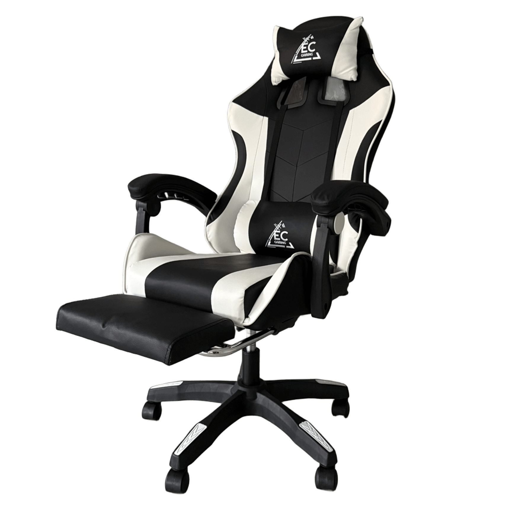 Кресло компьютерное с подставкой для ног Gamer KO24B Черно-белый (30741836)