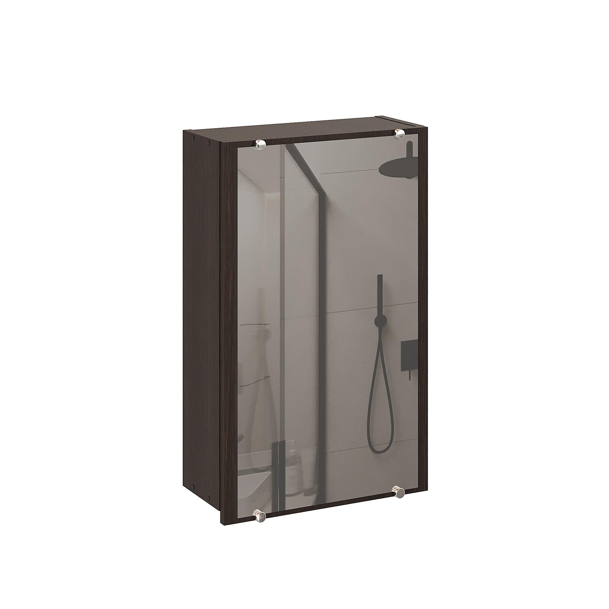 Шафа с дзеркалом у ванну Компаніт 40х17х64 см Венге - фото 3