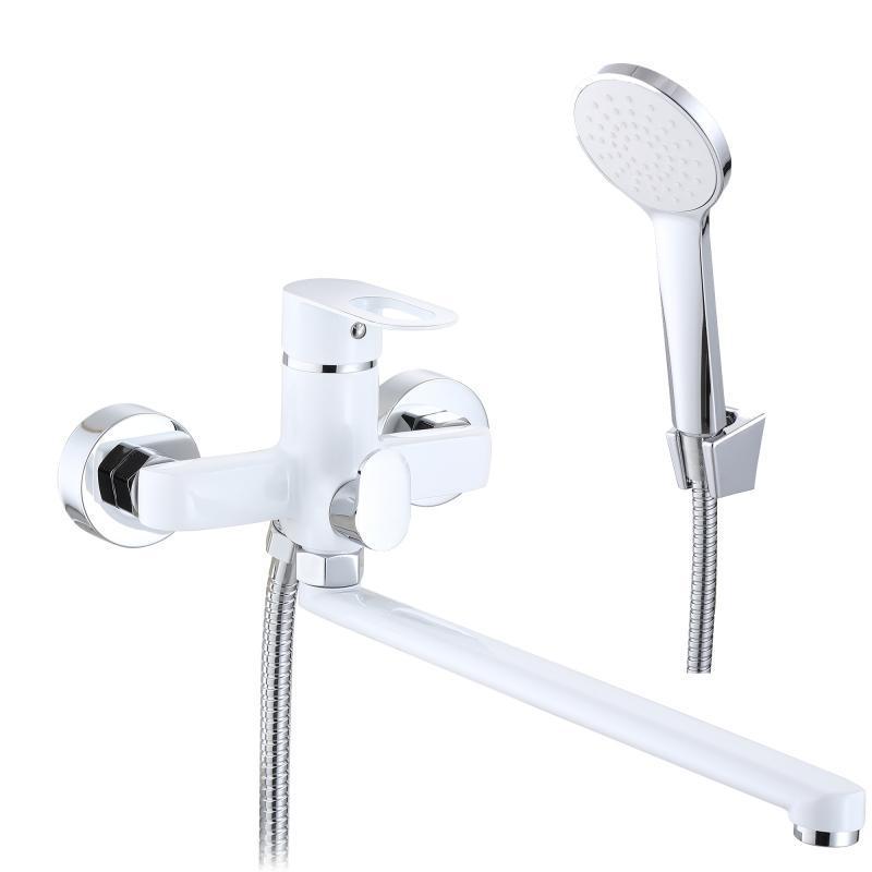 Смеситель для ванны Lidz Latwa 005 k35 LDLAT005WHI45425 с поворотным изливом и душевым гарнитуром White (SD00051549)