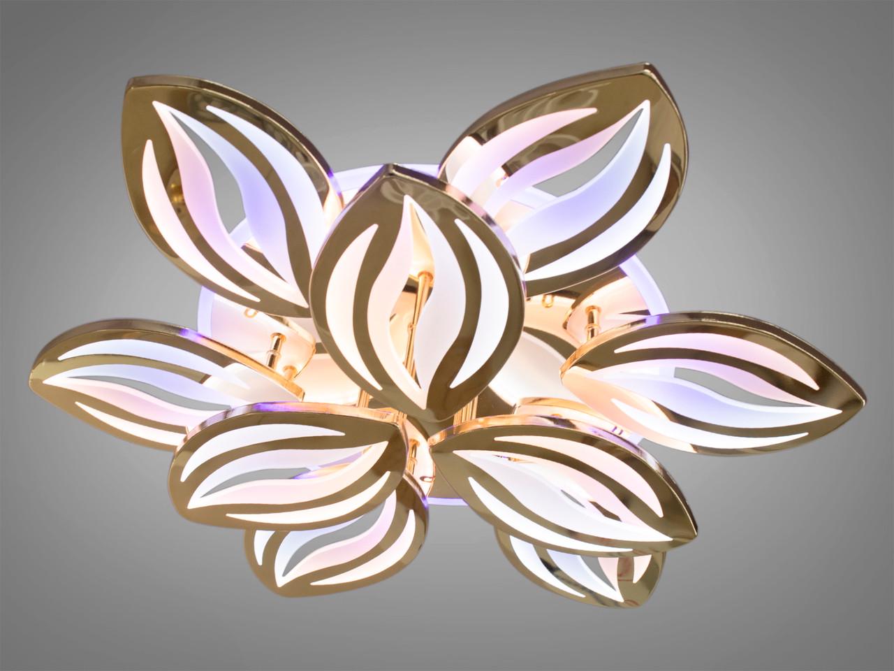 Люстра с потолочным диммером и LED подсветкой 165W Золотой (8092-6+3G-LS) Люстра с потолочным диммером и LED подсветкой 165W Золотой (8092-6+3G-LS)