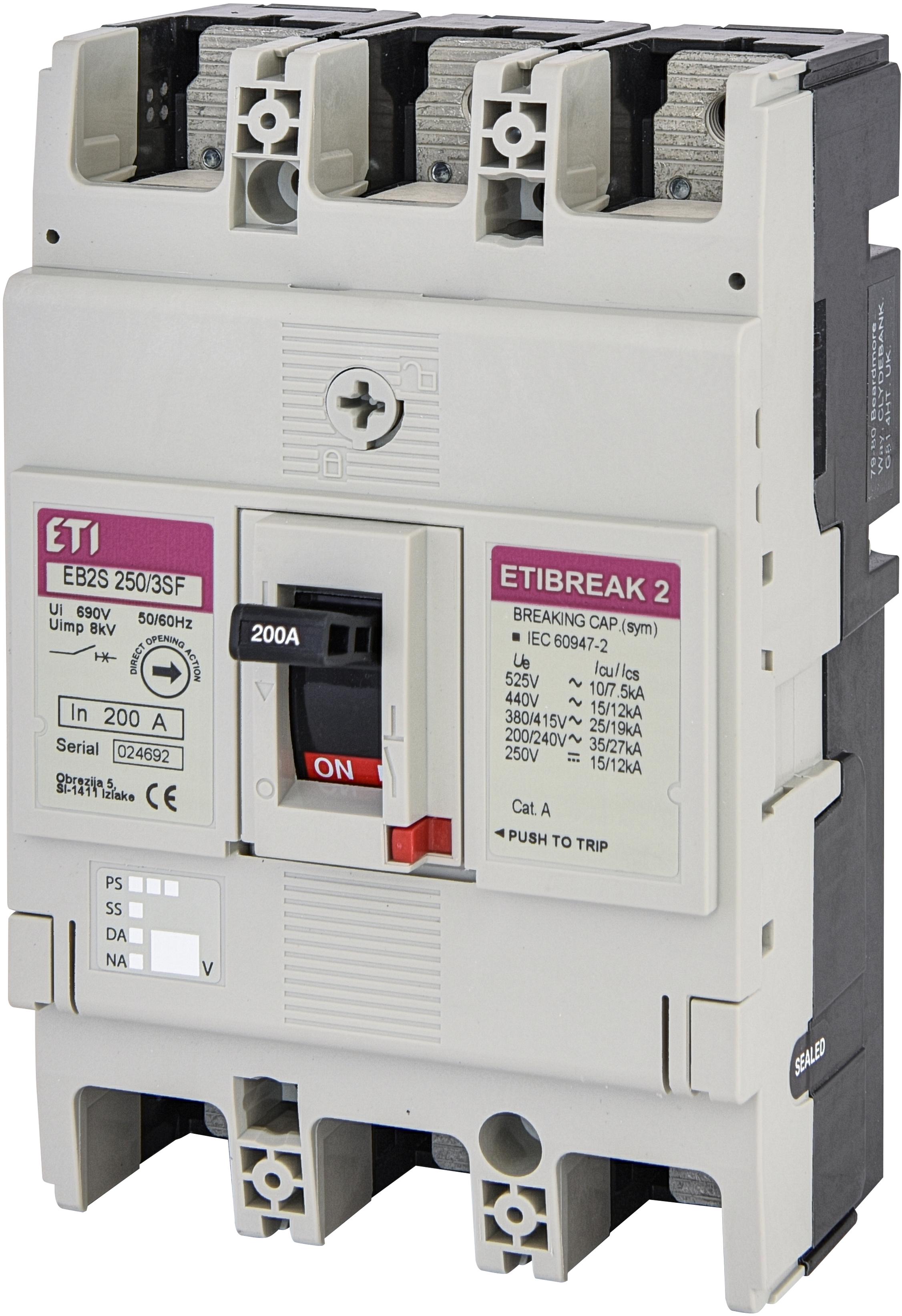 Автоматичний вимикач ETI EB2S 250/3SF 200А 3P 004671836