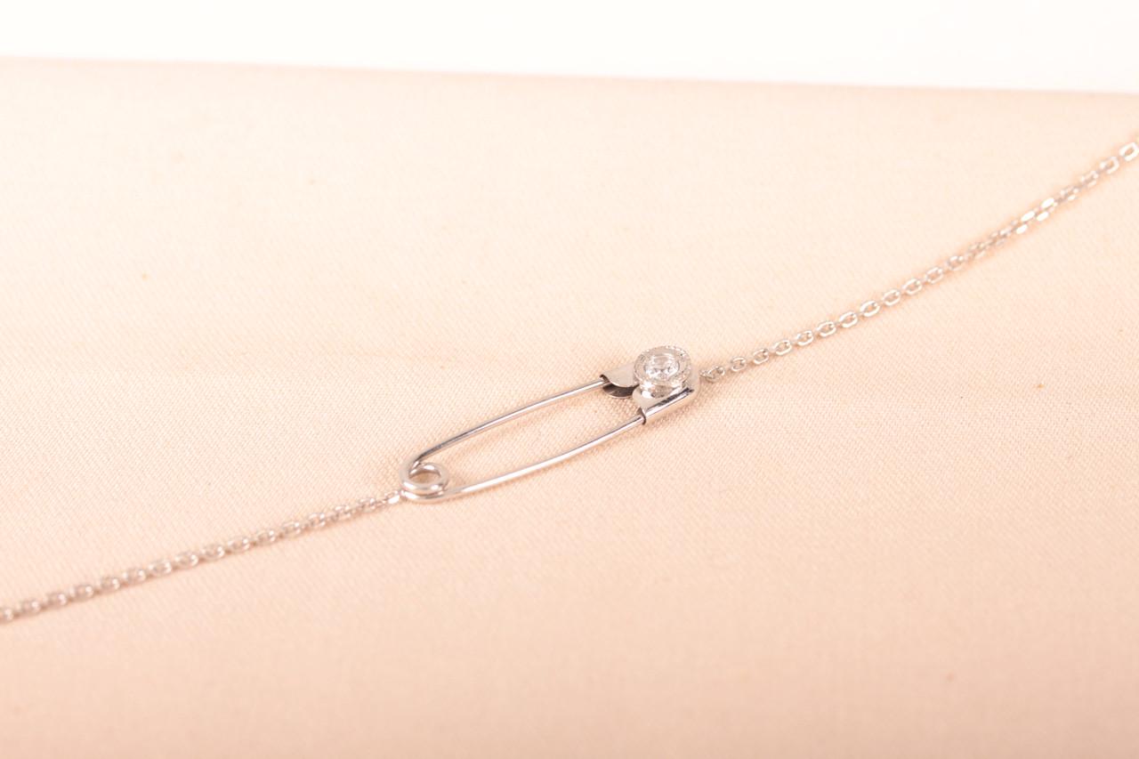 Браслет женский из белого золота с булавкой 225/4,5 (BR-0012)