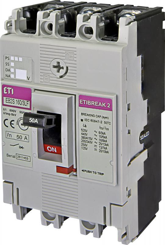Автоматический выключатель ETI EB2S 160/3LF 3Р 50А 16кА (4671806) - фото 1 Автоматический выключатель ETI EB2S 160/3LF 3Р 50А 16кА (4671806) - фото 1