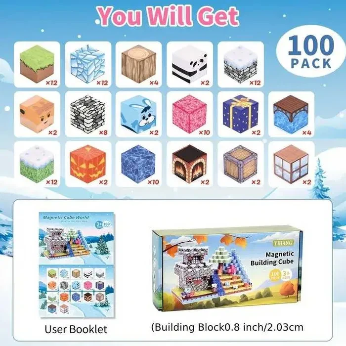 Конструктор магнітний Minecraft Замок в ліcі з водоспадом 100 кубиків - фото 4 Конструктор магнітний Minecraft Замок в ліcі з водоспадом 100 кубиків - фото 4