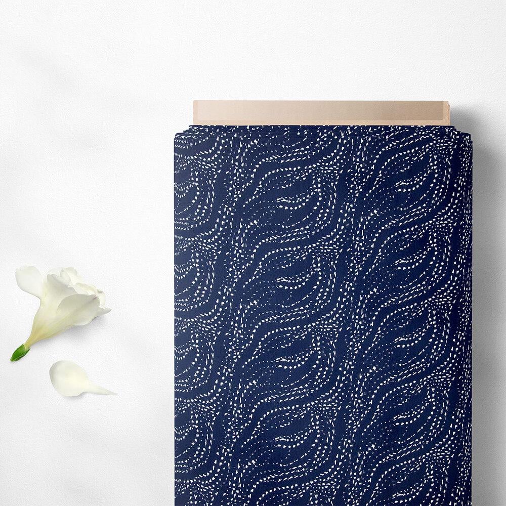 Ткань плательная креп Мадагаскар V-40/1 хвиля синя