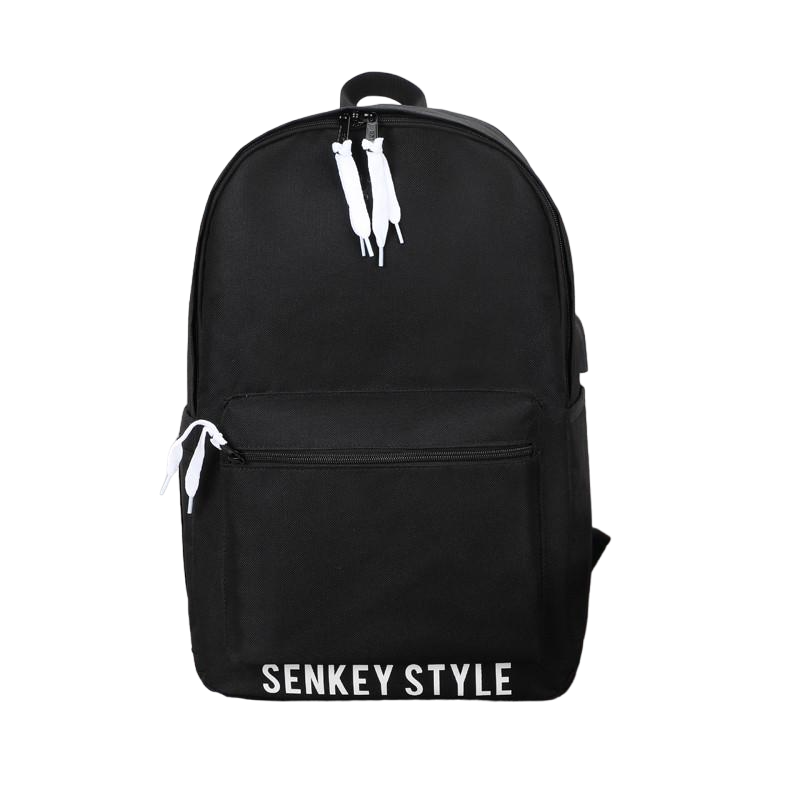 Рюкзак Senkey & Style с USB выходом с белой надписью Черный (206.22)