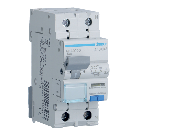 Выключатель автоматический дифференциальный Hager ADA990D 6kA С-40A 30mA (27437786)