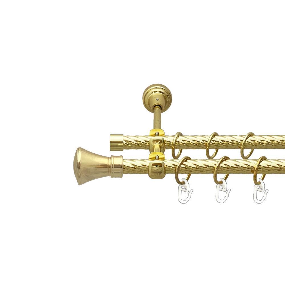 Карниз металлический Orvit Люксор двухрядный открытый/скрученная труба/кольцо металлическое Золото 16/16 мм 160 см (00-00024952)