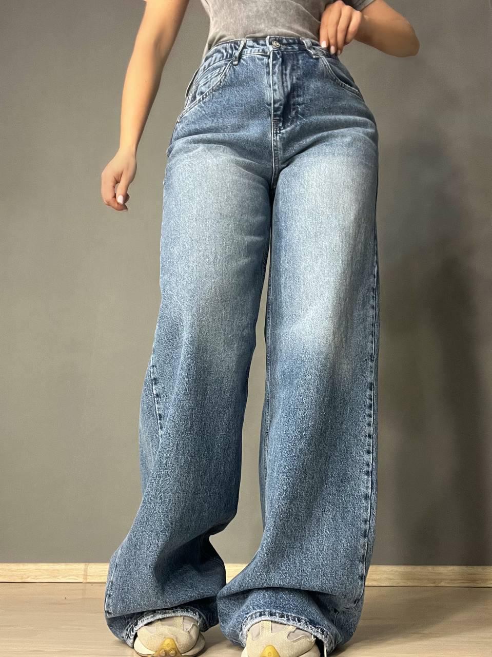 Джинсы женские Mikaletta 13475 WIDE LEG jeans палаццо широкие от бедра высокая посадка р. 29 Светло-синий (3872)