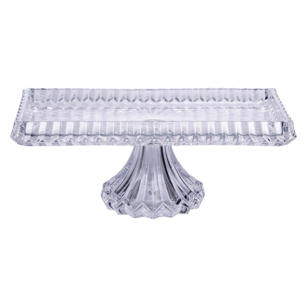 Тортовщица прямоугольная на ножке стеклянная 33х17х13,5 см (HP-19-146C) - фото 2