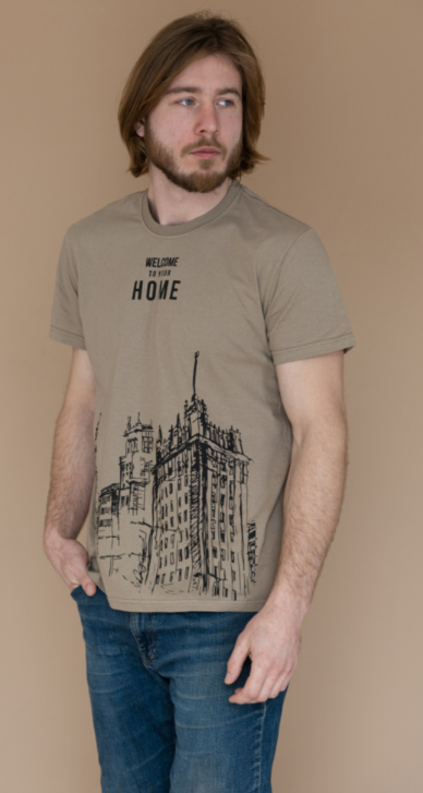 Футболка мужская GBI Город хлопковая XXL Бежевый (13515)