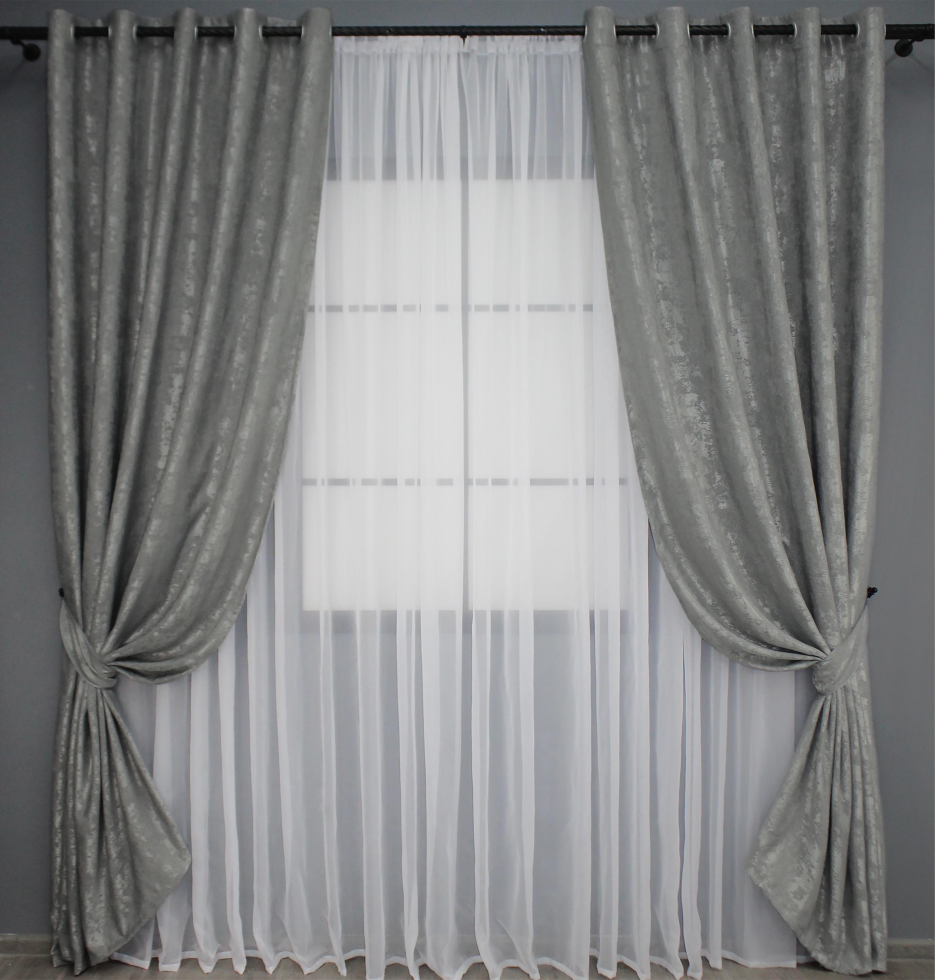 Комплект штор VR-Textil Sultan YL №1212ш 150х250 см 2 шт. Серый (37-0054)