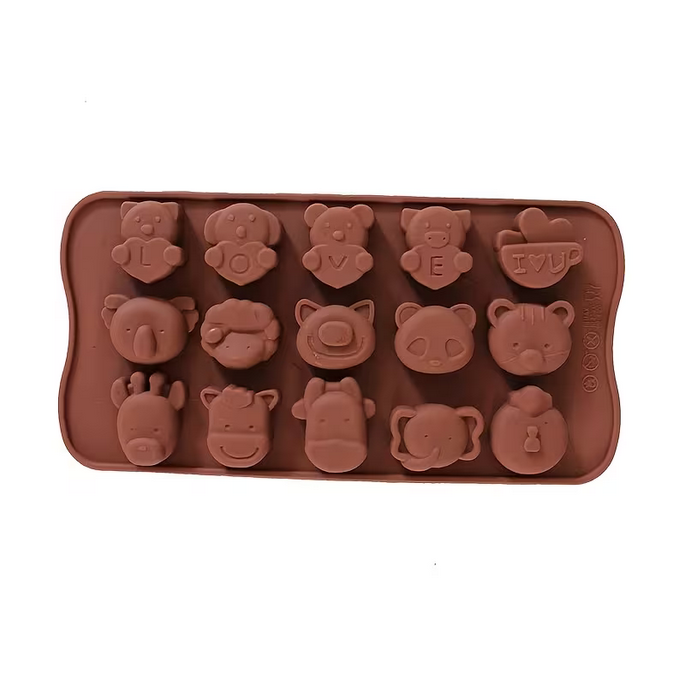 Форма силиконовая для мармелада/шоколада Веселые зверьки (SIL-CHOC-15-FL)