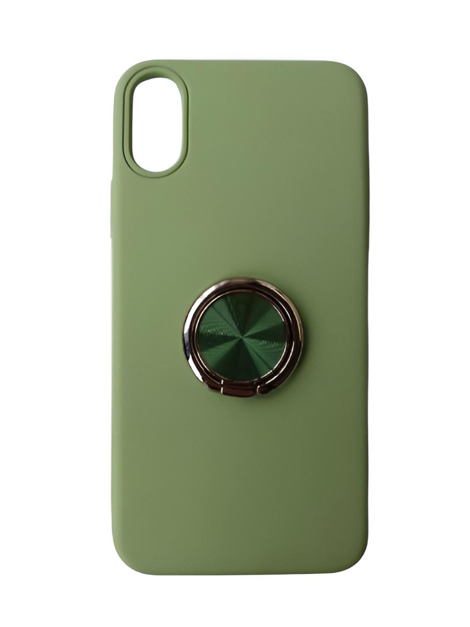 Силиконовый чехол с кольцом TPU Case With Ring for iPhone Xs Green