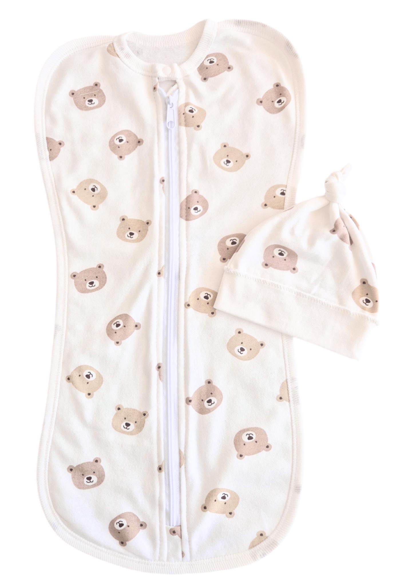 Пеленка-кокон евро на молнии с шапочкой Медвежонок байка №109 0-6 мес. Коричневый (143855)